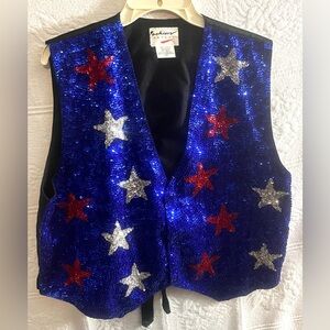 Fashion Fantasy Sparkle Vest Patriotic Size XL